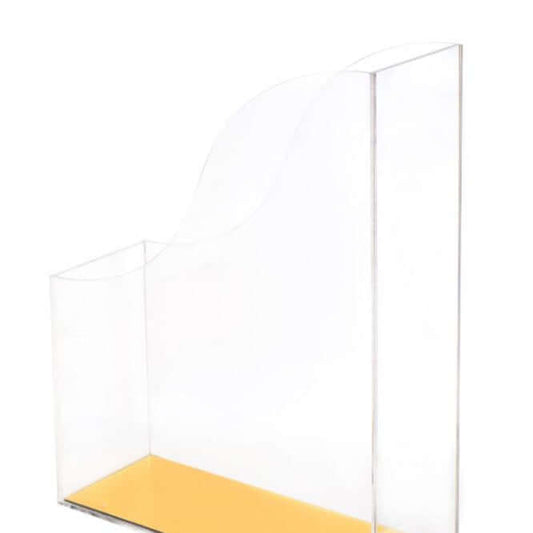  clear and gold acrylic file holder .حامل ملف اكريلك شفاف بقاعدة ذهبية